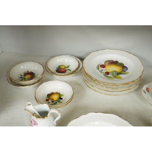 1297 - A collection of late Meissen tea and coffee wares to include fruit painted plates, cups and saucers ... 