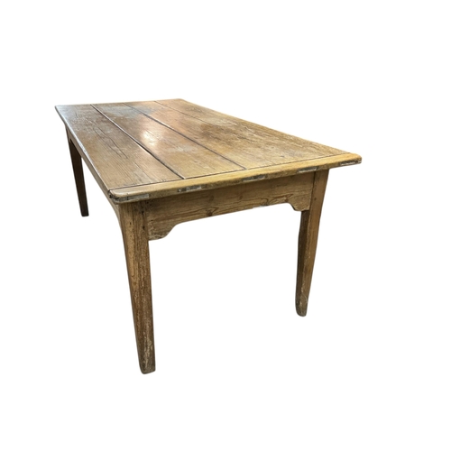 22 - A 19th century rectangular pine kitchen table, width 186cm, depth 88cm, height 76cm