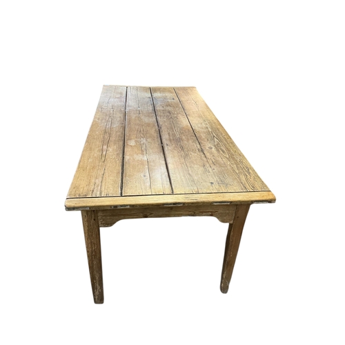 22 - A 19th century rectangular pine kitchen table, width 186cm, depth 88cm, height 76cm