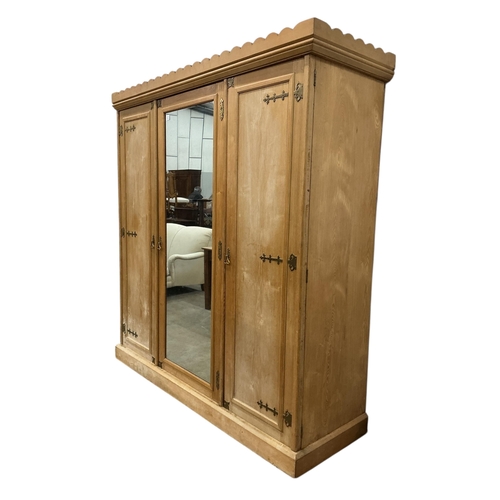 7 - A late Victorian Aesthetic Movement ash mirrored compactum wardrobe by Lamb of Manchester, width 200... 