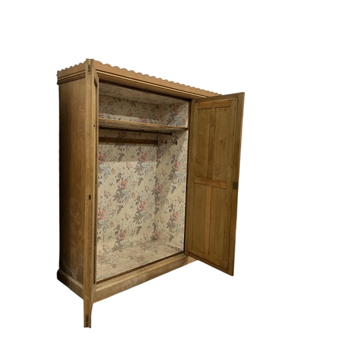 7 - A late Victorian Aesthetic Movement ash mirrored compactum wardrobe by Lamb of Manchester, width 200... 