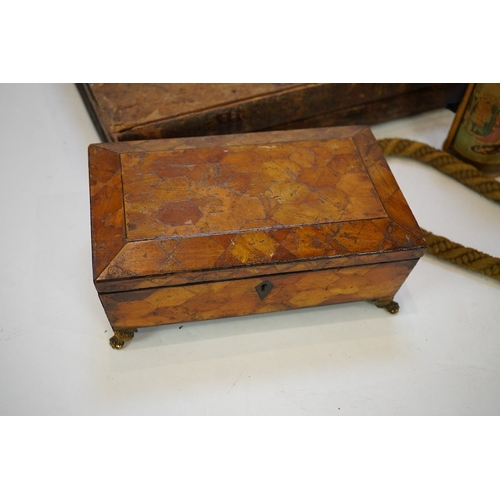 A group of 19th century and later boxes to include a Regency parquetry ...