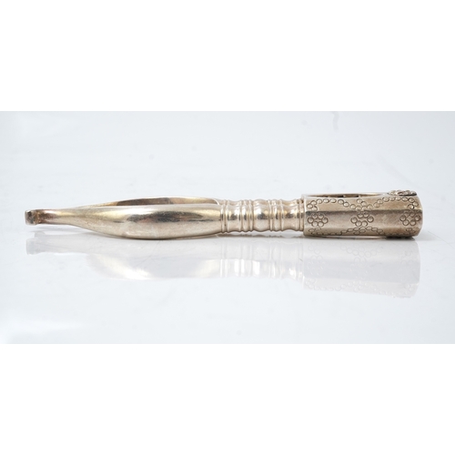 61 - A pair of George V silver nut crackers, by J Parkes & Co, with engraved multi ring decoration, Londo... 