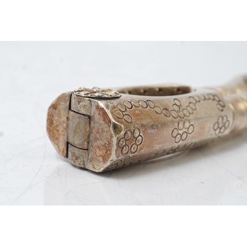 61 - A pair of George V silver nut crackers, by J Parkes & Co, with engraved multi ring decoration, Londo... 