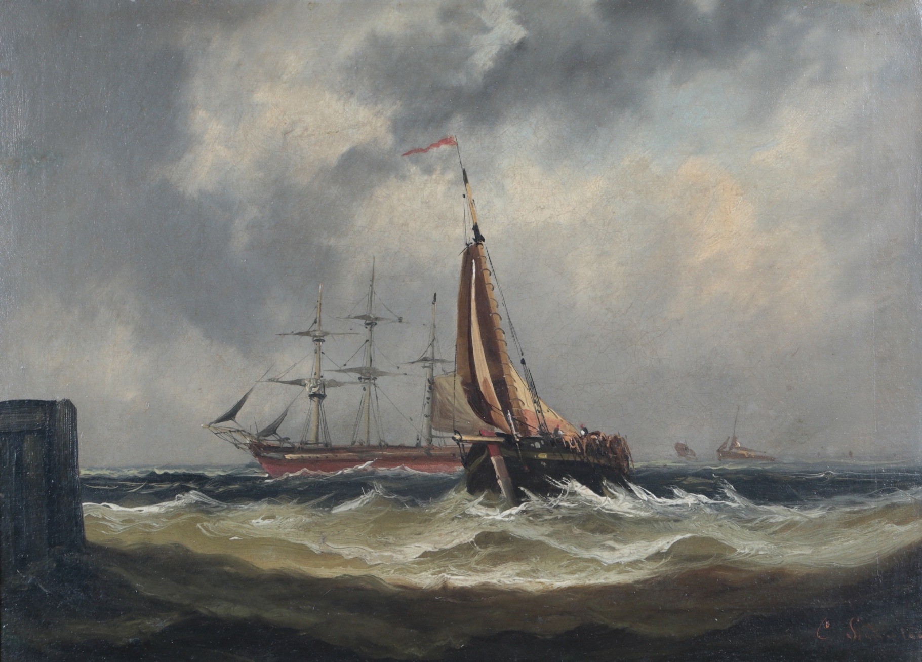 George Stainton (British, fl.1860-1890)Shipping on rough seas,signed G ...