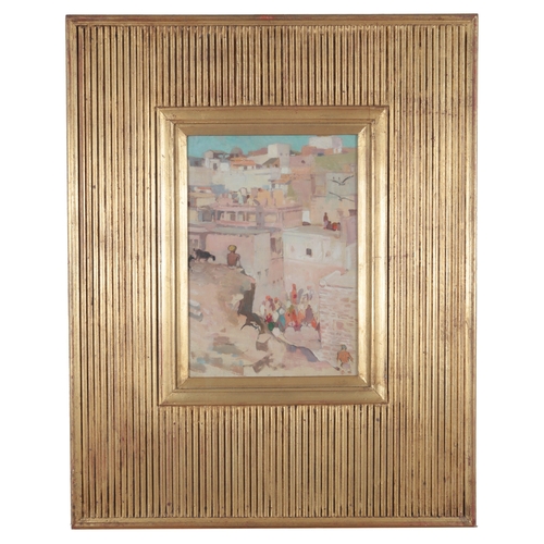 10 - Mabel Alington Royds  (1874-1941)'Rooftops, Benares'bustling Indian street scene,oil on canvas board... 