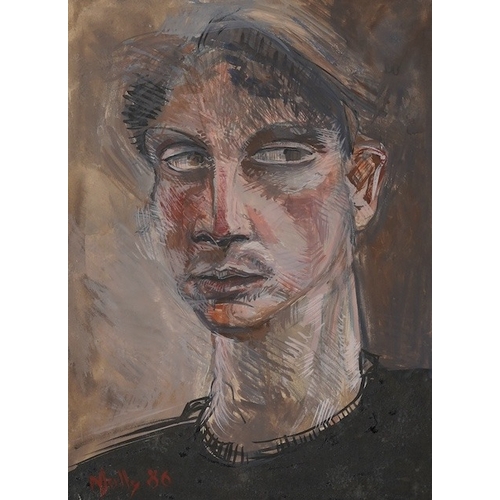 173 - §  Nicholas Jolly  (b. 1963)'Head III'1986,signed and dated lower left,gouache and Indian ink on pap... 