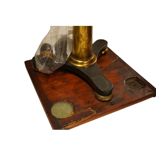 A 19th century brass mounted spectroscope, without maker's marks, 30cm high
