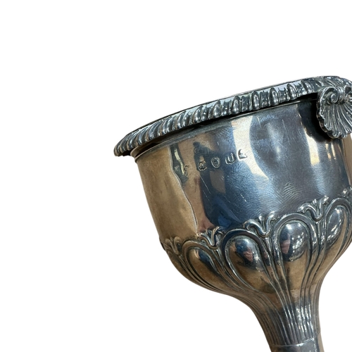 A George III silver wine funnel, with engraved monogram, gadrooned ...