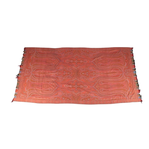 107 - A handsome mid 1800's wool woven Scottish paisley shawl, designed with an ornate large extended tear... 