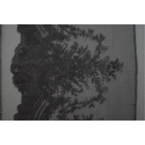 61 - A black silk flounce of wide Chantilly lace trimming and two similar narrower Chantilly trimmings, t... 