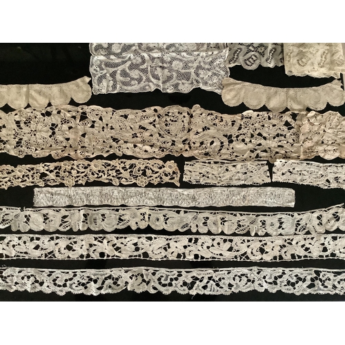 67 - A late 18th century Venetian long bobbin lace streamer for a fall cap 112cm long x 13cm wide, togeth... 