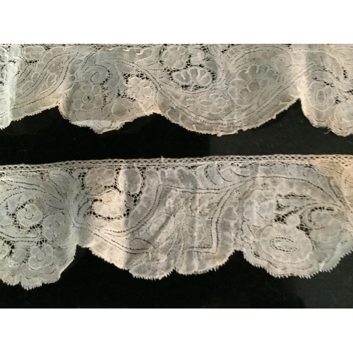 69 - For lace collectors; a collection of six mixed 18th century Flemish  lengths of fine ornate bobbin l... 