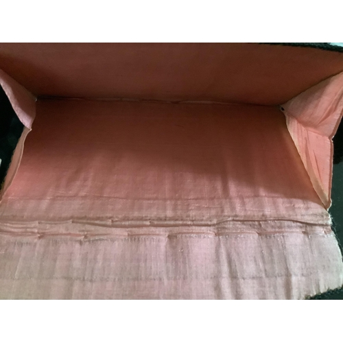 70 - A rare late 17th century cream silk purse, possibly a bible bag, the front finely embroidered in pol... 