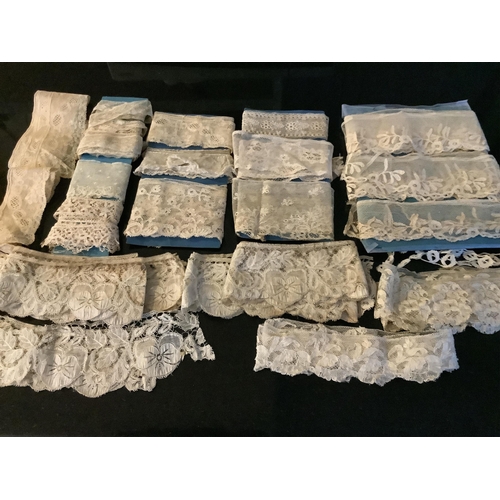 71 - A collection of mostly mixed 19th century machine lace copies of 18th century European bobbin lace t... 