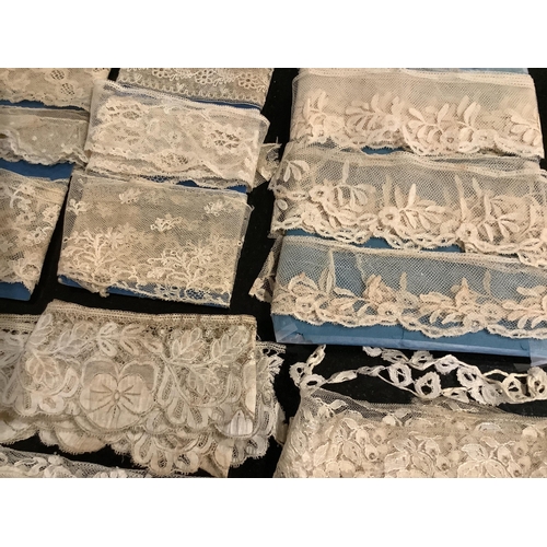 71 - A collection of mostly mixed 19th century machine lace copies of 18th century European bobbin lace t... 