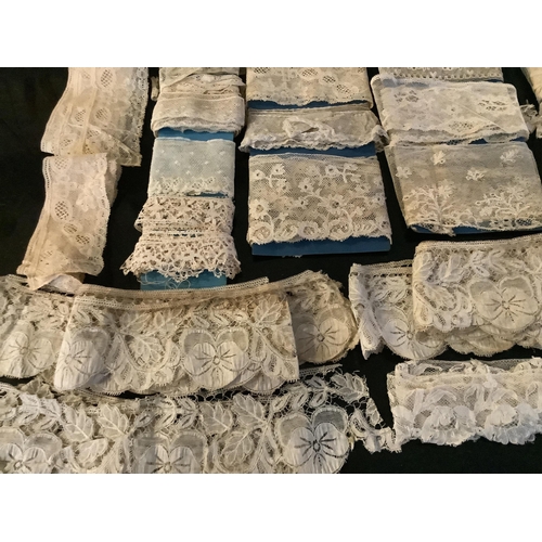 71 - A collection of mostly mixed 19th century machine lace copies of 18th century European bobbin lace t... 