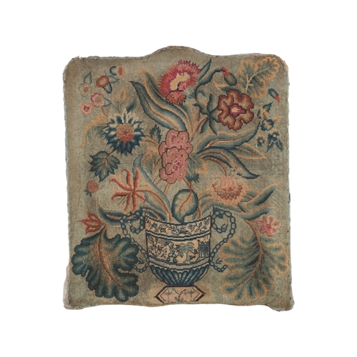 73 - An early 19th century Jacobean revival floral wool worked panel, possible originally a chair back, e... 