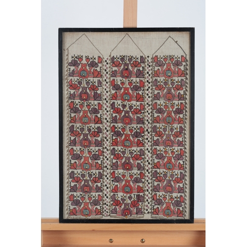 81 - Two framed 19th century Turkish framed embroideries, one of two sets of Turkish embroidered towels e... 
