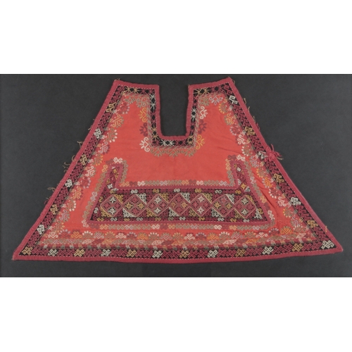 83 - A late 19th century framed, young woman's Kiymeshek garment, of the Karakalpak people, Uzbekistan, e... 