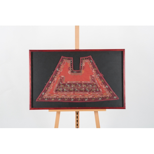 83 - A late 19th century framed, young woman's Kiymeshek garment, of the Karakalpak people, Uzbekistan, e... 