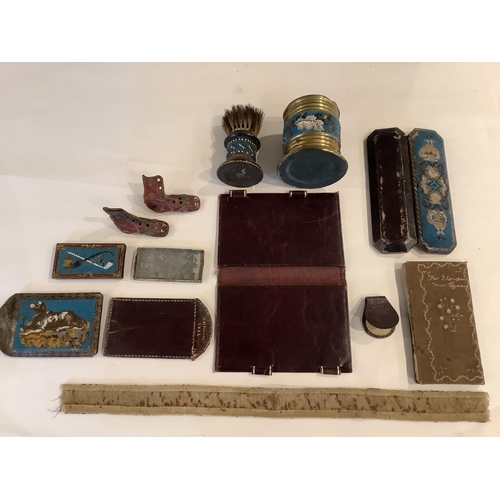 92 - A collection of fine Berlin beadwork; to include a 'dog' motif beaded pouch, a shaving brush and con... 