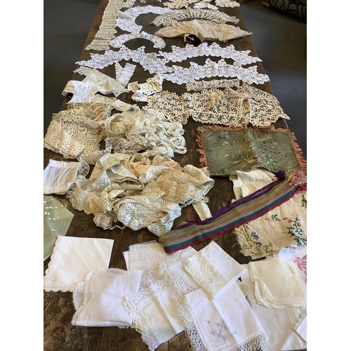 93 - A collection ten various sized Irish crochet collars- largest 94cm long, together with silk Maltese ... 