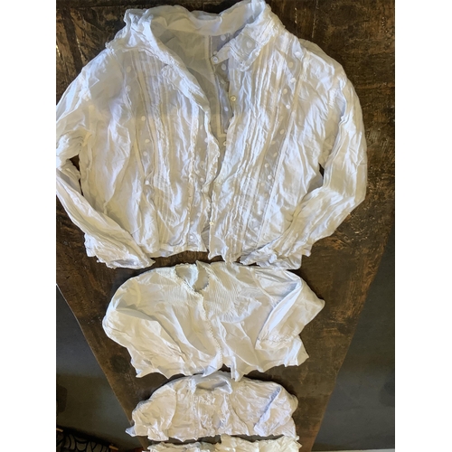 98 - 19th / early 20th century French ladies cotton and linen blouses and camisoles, including: two colla... 