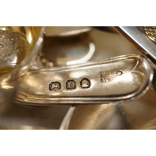 1874 - A small quantity of small silver including three pairs of napkin rings and two others and fifteen as... 