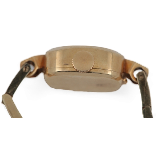 127 - A lady's 18k gold Rolex Precision manual wind wrist watch, on an associated 14k gold bracelet, with ... 