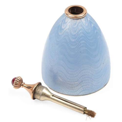 225 - Ivan Britzin, a fine enamel and garnet gum pot, Russia, circa 1905, of high domed form, applied with... 