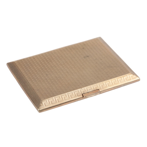 227 - A 9ct gold cigarette case, circa 1924, the exterior with engine turned decoration, the borders with ... 