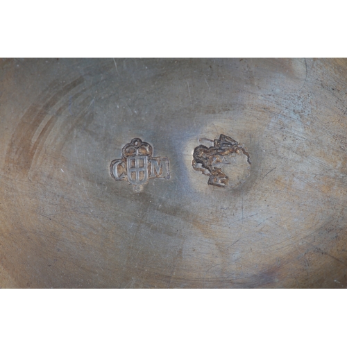 28 - A late 18th/early 19th century Italian white metal oval snuff box and cover, with later? inset oval ... 