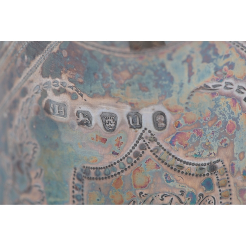 33 - A George III silver helmet shaped pedestal cream jug, by Soloman Hougham, with reeded loop handle an... 