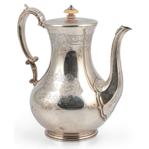 49 - A matched Victorian silver four piece tea and coffee service, by John Samuel Hunt (Hunt & Roskell la... 