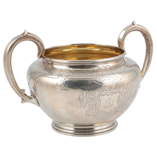 49 - A matched Victorian silver four piece tea and coffee service, by John Samuel Hunt (Hunt & Roskell la... 