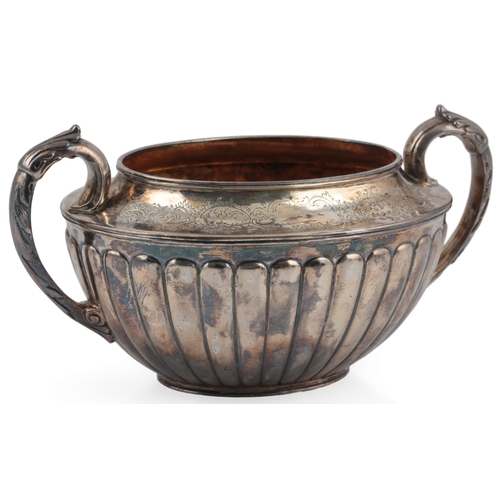 59 - A late Victorian fluted silver oval four piece tea and coffee service, by William & John Barnard, th... 