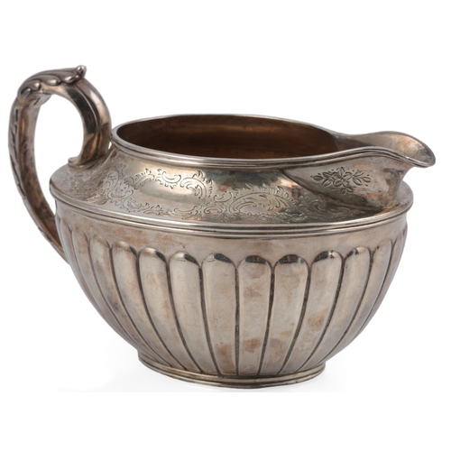 59 - A late Victorian fluted silver oval four piece tea and coffee service, by William & John Barnard, th... 