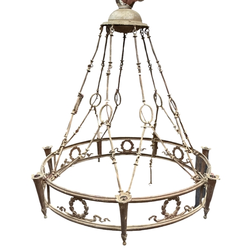 2066 - An Empire style circular gilt metal electrolier, diameter 85cm