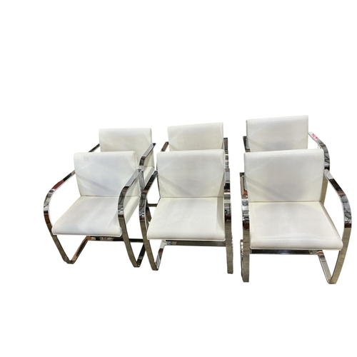 2072 - Six Knoll BRNO style leather and chrome flat bar chairs, width 58cm, depth 50cm, height 76cm