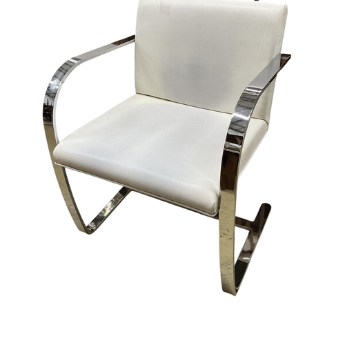 2072 - Six Knoll BRNO style leather and chrome flat bar chairs, width 58cm, depth 50cm, height 76cm