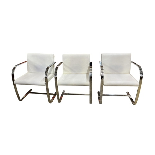 2072 - Six Knoll BRNO style leather and chrome flat bar chairs, width 58cm, depth 50cm, height 76cm