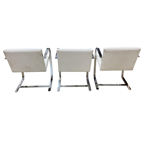 2072 - Six Knoll BRNO style leather and chrome flat bar chairs, width 58cm, depth 50cm, height 76cm