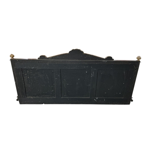 2073 - A Regency style rosewood and parcel gilt overmantel mirror, width 137cm, height 67cm