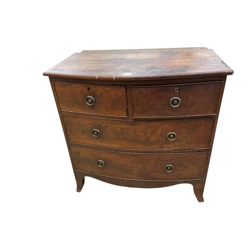 2080 - A Regency mahogany bow front chest of drawers, width 92cm, depth 50cm, height 89cm