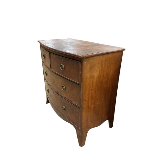 2080 - A Regency mahogany bow front chest of drawers, width 92cm, depth 50cm, height 89cm