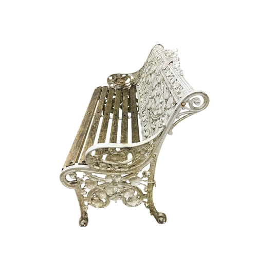 2081 - A pair of reproduction Coalbrookdale style aluminium 'Narcissi' pattern garden benches, width 130cm,... 