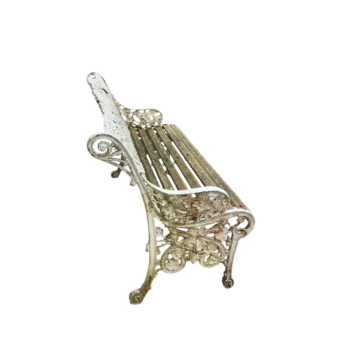 2081 - A pair of reproduction Coalbrookdale style aluminium 'Narcissi' pattern garden benches, width 130cm,... 