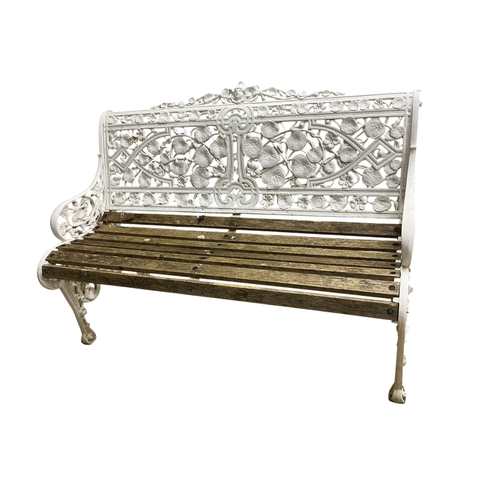 2081 - A pair of reproduction Coalbrookdale style aluminium 'Narcissi' pattern garden benches, width 130cm,... 