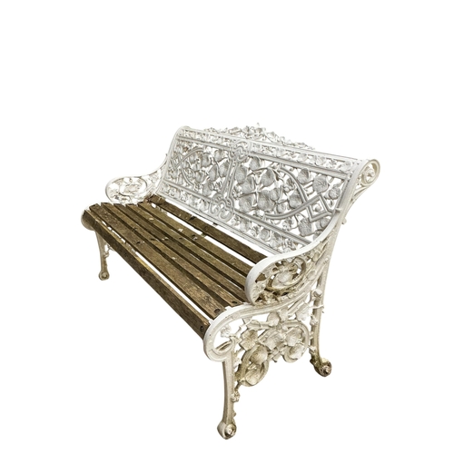 2081 - A pair of reproduction Coalbrookdale style aluminium 'Narcissi' pattern garden benches, width 130cm,... 